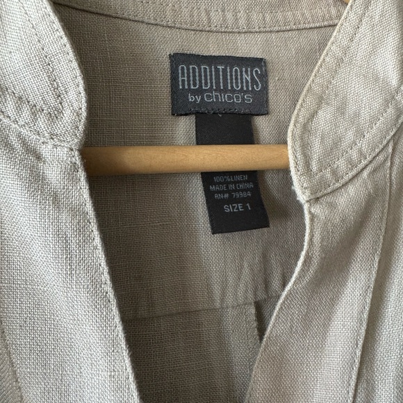 Chico's Khaki Linen Button Down Shirt Dress - Picture 4 of 11